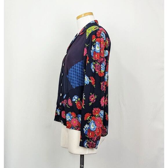 Vintage 90s Top Skirt Set Carole Little Floral Art to Wear Size 8 10 Petite Flaw - Picture 5 of 16